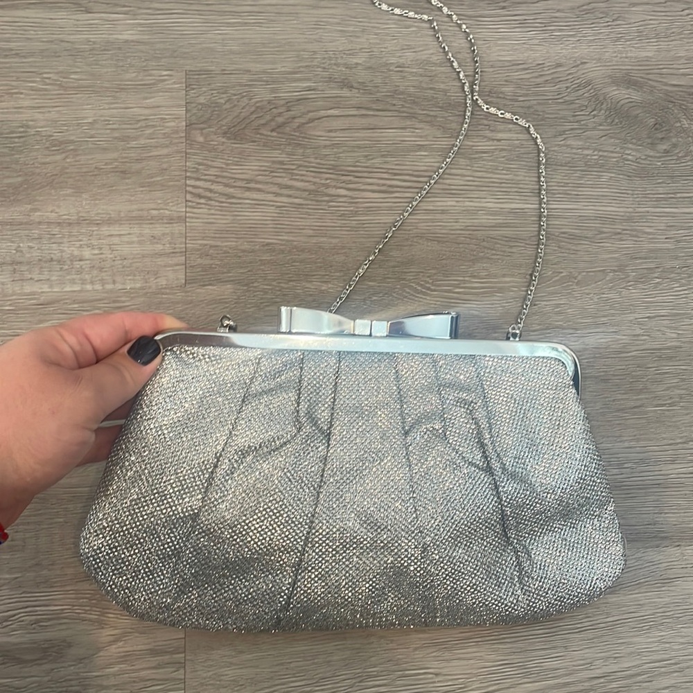 Lulu Townsend silver sparkly evening clutch